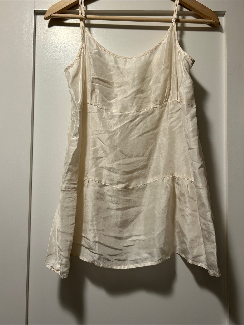 Club Monaco Women's Cream Satin Silk Slip Camisole Top